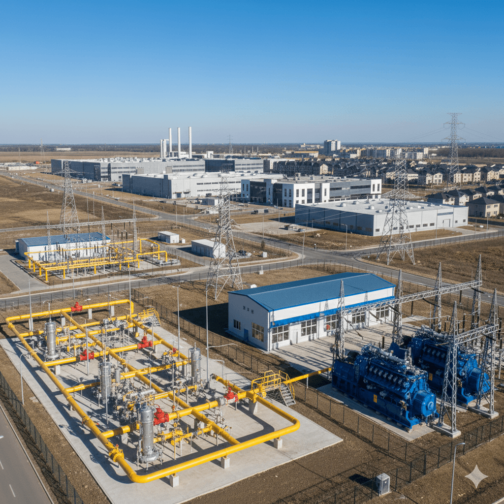 Dedicated power and gas infrastructure for industrial, commercial, and residential clusters